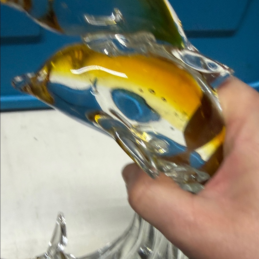 Glass Dolphin Figurine Clear with Yellow Accents - Picture 5 of 7